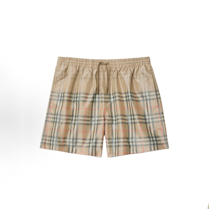 burberry faded check print drawstring casual shorts